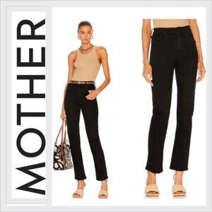 MOTHER High Waisted Rider Ankle Jeans in Not Guilty Wash Black 28